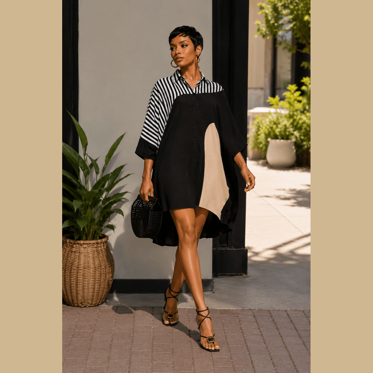 Executive Contrast Shirt Dress shop-statement-pieces